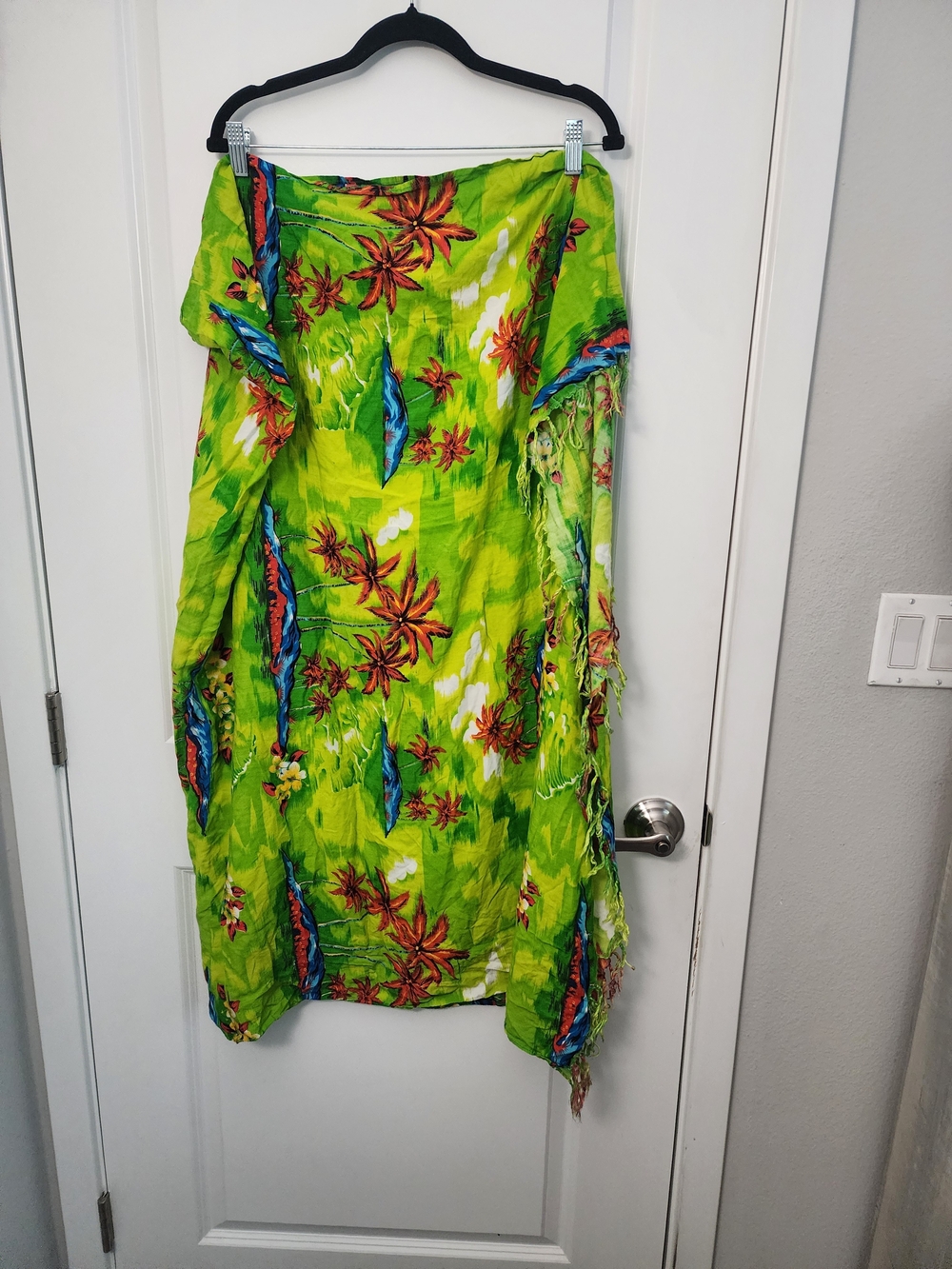 Vibrant Lime Green Tropical Sarong Wrap